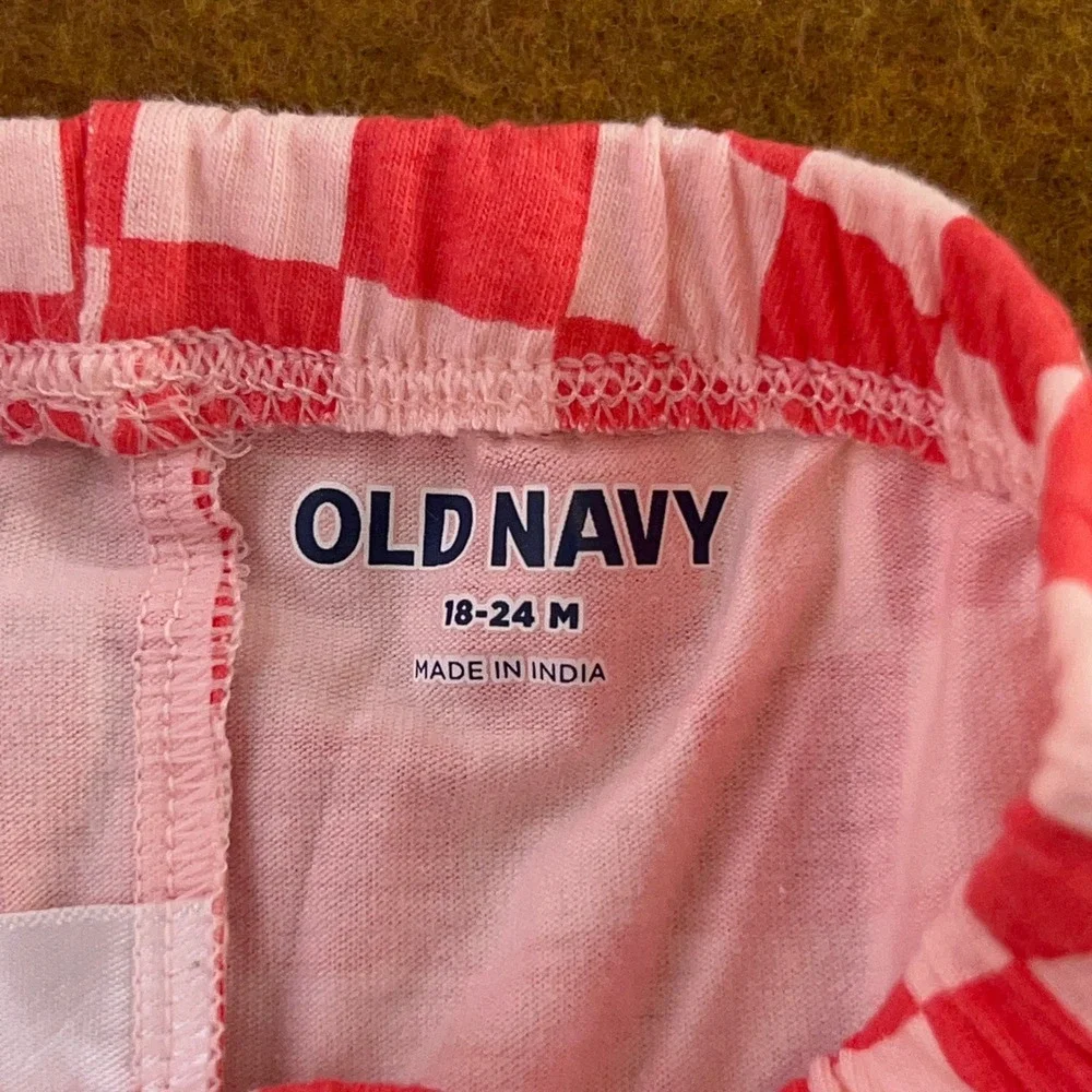 Old Navy Toddler 18-24M Red Purple Checkered Ribbed Biker Shorts 2-Pack New